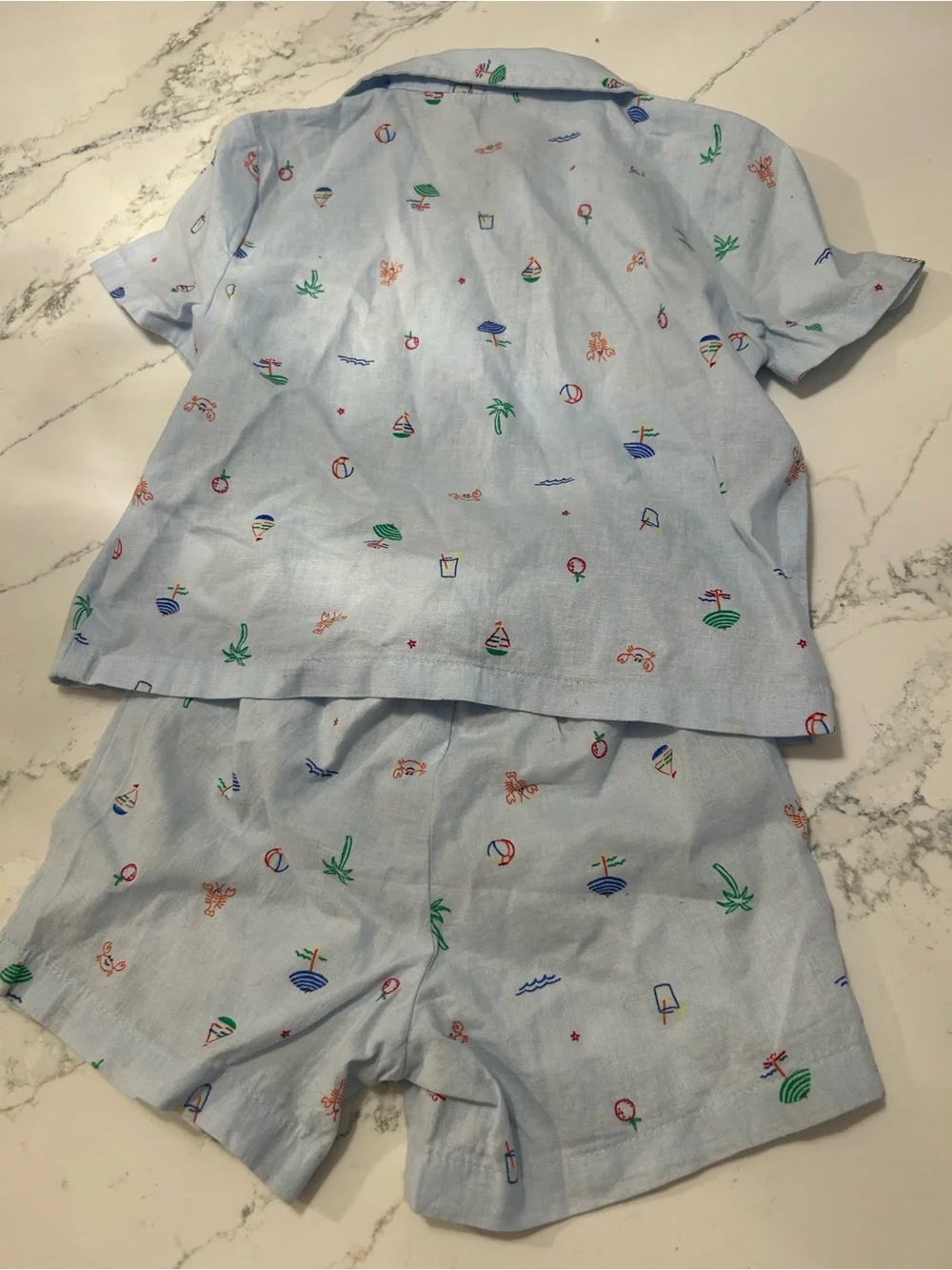 GAP Light Blue Beach Motif Short Sleeve Set